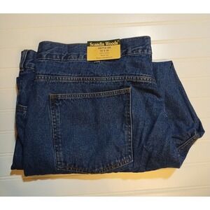 Scandia Woods Mens 48x28 Dark Wash Blue Denim Straight Leg Jeans Classic NEW